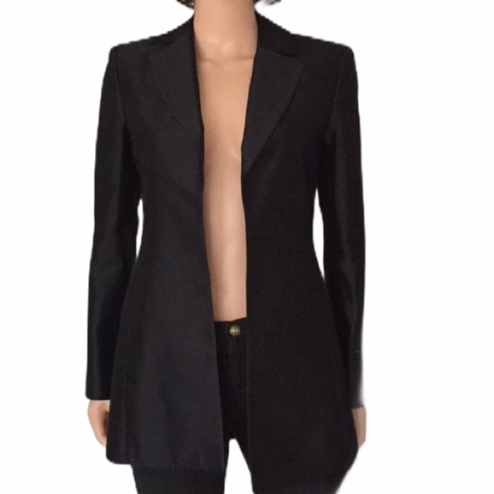 NWOT Vintage Dana Buchman 100% Silk Open Front Longline Jacket